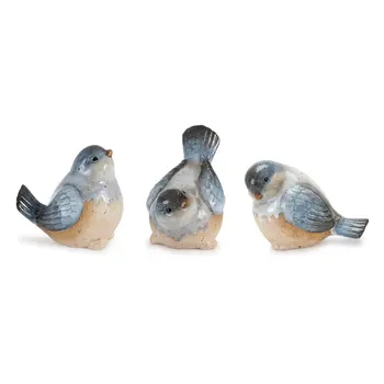 Set of Three Blue Ceramic Figurine Tabletop Sculpture