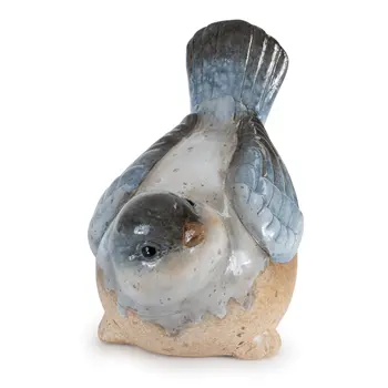 Set of Three Blue Ceramic Figurine Tabletop Sculpture