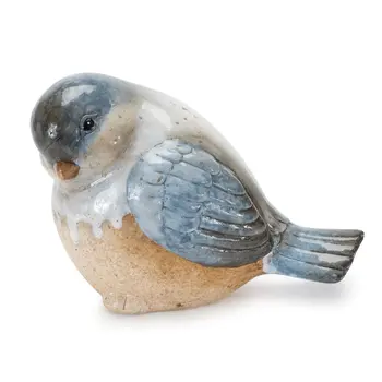 Set of Three Blue Ceramic Figurine Tabletop Sculpture