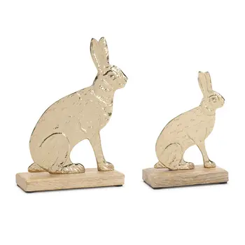Set of Two Gold Aluminum Tabletop Sculpture