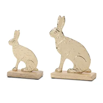 Set of Two Gold Aluminum Tabletop Sculpture