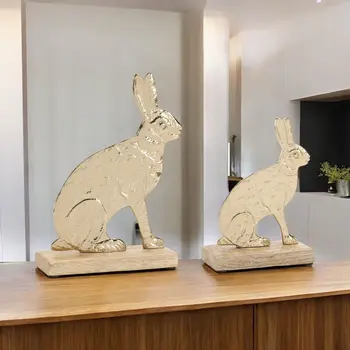 Set of Two Gold Aluminum Tabletop Sculpture