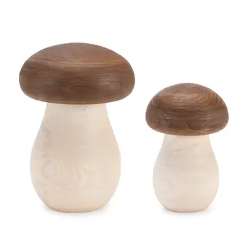 Set of Two Brown Wood Tabletop Sculpture