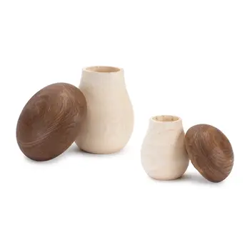 Set of Two Brown Wood Tabletop Sculpture