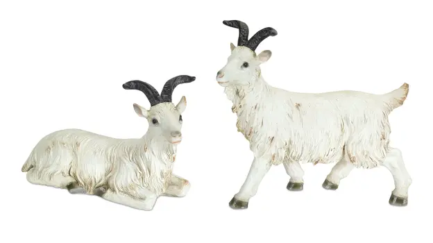 Set of Two White Polyresin Figurine Tabletop Sculpture