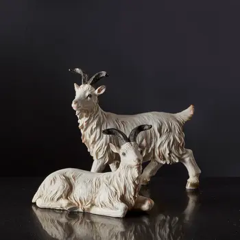 Set of Two White Polyresin Figurine Tabletop Sculpture