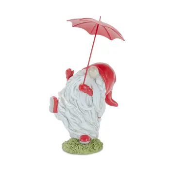 Set of Four Yellow Polyresin Standing Gnome Tabletop Sculpture
