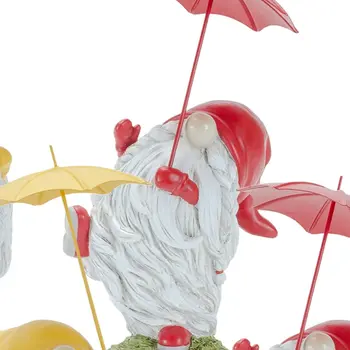 Set of Four Yellow Polyresin Standing Gnome Tabletop Sculpture