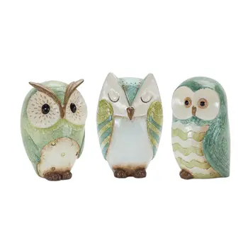 Set of Three Blue Terracotta Figurine Tabletop Sculpture