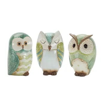 Set of Three Blue Terracotta Figurine Tabletop Sculpture
