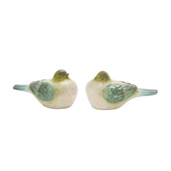 Set of Two Green Resin Figurine Tabletop Sculpture