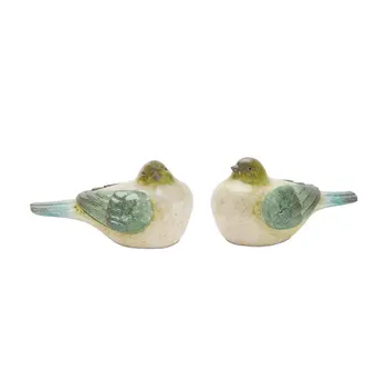 Set of Two Green Resin Figurine Tabletop Sculpture