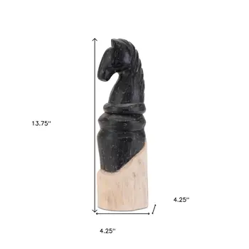 Set of Two Black Wood Tabletop Sculpture