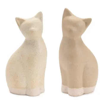 Set of Two Beige Ceramic Figurine Tabletop Sculpture