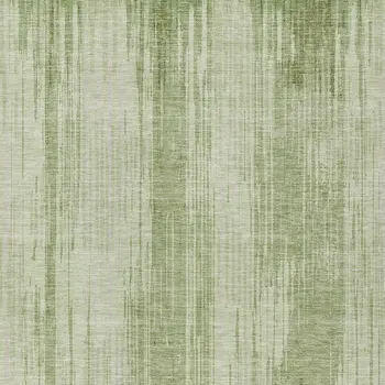 3' X 5' Artichoke Green And Ivory Striped Washable Indoor Outdoor Area Rug