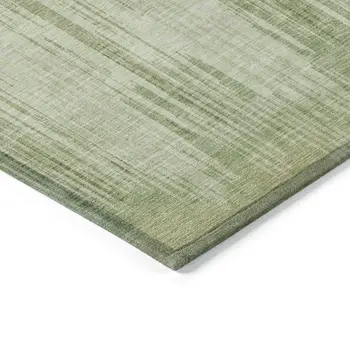 5' X 8' Artichoke Green And Ivory Striped Washable Indoor Outdoor Area Rug