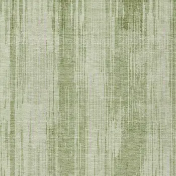 5' X 8' Artichoke Green And Ivory Striped Washable Indoor Outdoor Area Rug