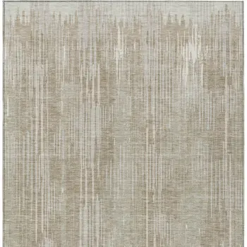 5' X 8' Beige And Ivory Striped Washable Indoor Outdoor Area Rug