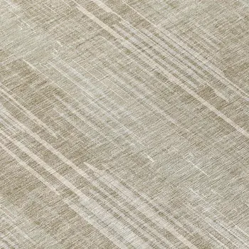 8' Beige And Ivory Round Striped Washable Indoor Outdoor Area Rug