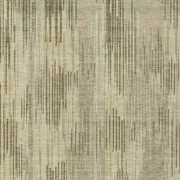 3' X 5' Brown And Green Striped Washable Indoor Outdoor Area Rug