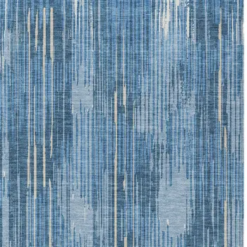 8' X 10' Blue And Ivory Striped Washable Indoor Outdoor Area Rug