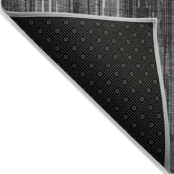 3' X 5' Charcoal Gray And Ivory Striped Washable Indoor Outdoor Area Rug