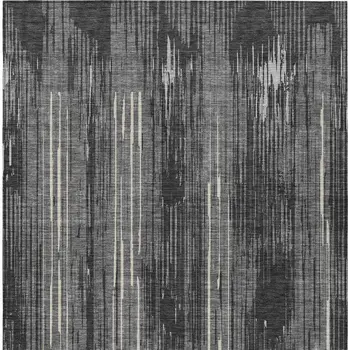 10' X 14' Charcoal Gray And Ivory Striped Washable Indoor Outdoor Area Rug