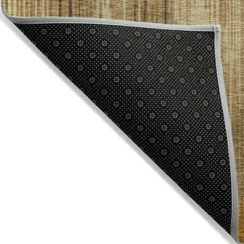 3' X 5' Copper And Brown Striped Washable Indoor Outdoor Area Rug