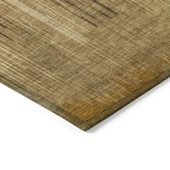 3' X 5' Copper And Brown Striped Washable Indoor Outdoor Area Rug