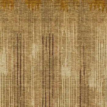 9' X 12' Copper And Brown Striped Washable Indoor Outdoor Area Rug