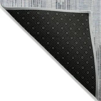 9' X 12' Gray And Ivory Striped Washable Indoor Outdoor Area Rug