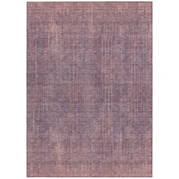 5' X 8' Mauve And Dark Purple Striped Washable Indoor Outdoor Area Rug