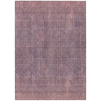 5' X 8' Mauve And Dark Purple Striped Washable Indoor Outdoor Area Rug