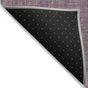 5' X 8' Mauve And Dark Purple Striped Washable Indoor Outdoor Area Rug