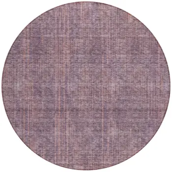 8' Mauve And Dark Purple Round Striped Washable Indoor Outdoor Area Rug