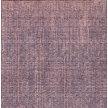9' X 12' Mauve And Dark Purple Striped Washable Indoor Outdoor Area Rug