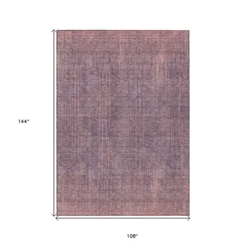 9' X 12' Mauve And Dark Purple Striped Washable Indoor Outdoor Area Rug