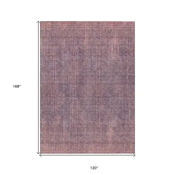 10' X 14' Mauve And Dark Purple Striped Washable Indoor Outdoor Area Rug
