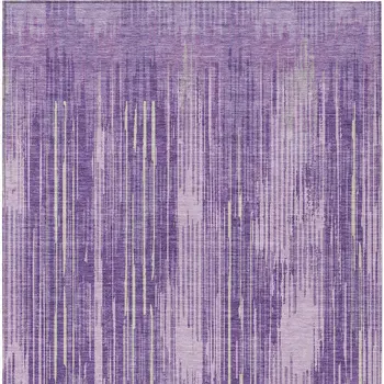 5' X 8' Purple And Ivory Striped Washable Indoor Outdoor Area Rug