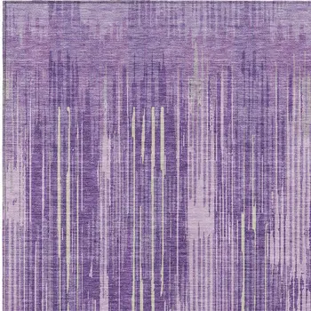 5' X 8' Purple And Ivory Striped Washable Indoor Outdoor Area Rug