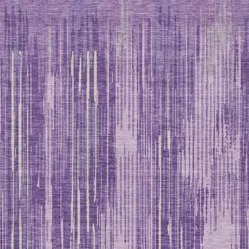 8' X 10' Purple And Ivory Striped Washable Indoor Outdoor Area Rug