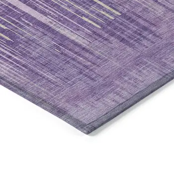 10' X 14' Purple And Ivory Striped Washable Indoor Outdoor Area Rug