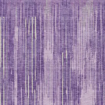 10' X 14' Purple And Ivory Striped Washable Indoor Outdoor Area Rug
