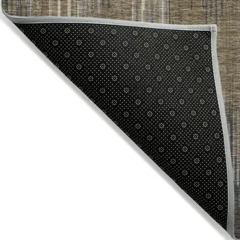 5' X 8' Taupe Gray And Ivory Striped Washable Indoor Outdoor Area Rug