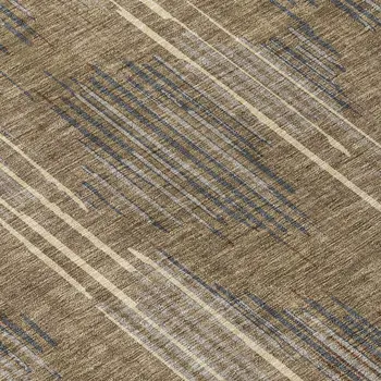 9' X 12' Taupe Gray And Ivory Striped Washable Indoor Outdoor Area Rug