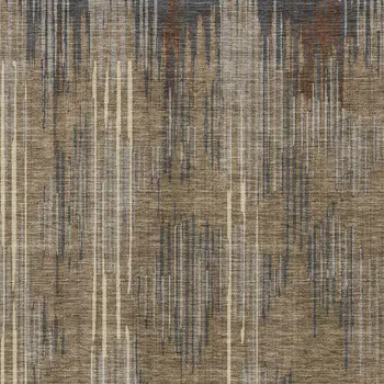 10' X 14' Taupe Gray And Ivory Striped Washable Indoor Outdoor Area Rug