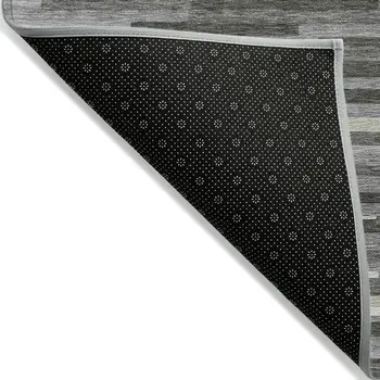 9' X 12' Gray And Ivory Striped Washable Indoor Outdoor Area Rug