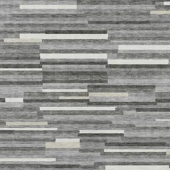 9' X 12' Gray And Ivory Striped Washable Indoor Outdoor Area Rug