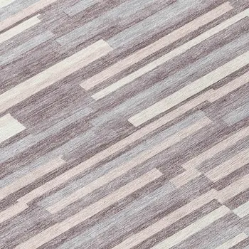 8' Lavender Gray And Ivory Round Striped Washable Indoor Outdoor Area Rug