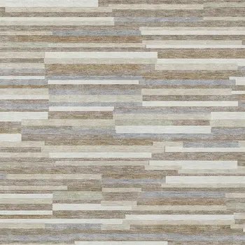 9' X 12' Taupe Gray And Ivory Striped Washable Indoor Outdoor Area Rug